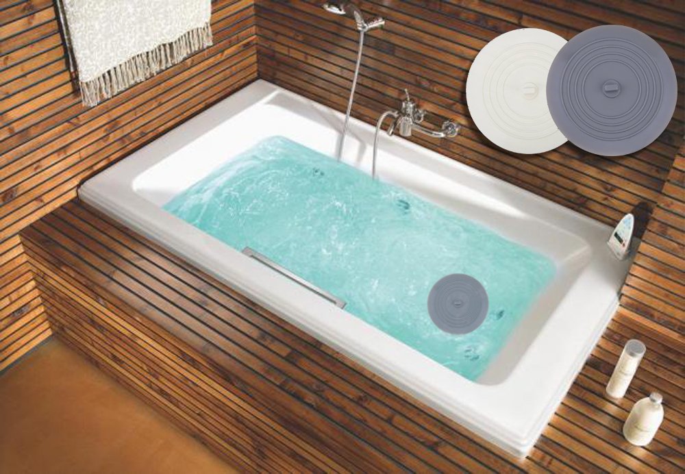 V-TOP Tub Stopper 2 Pack, 6 inches Large Silicone Drain Plug Hair Stopper Flat Suction Cover for Kitchen Gadgets Bathroom Accessories and Laundry