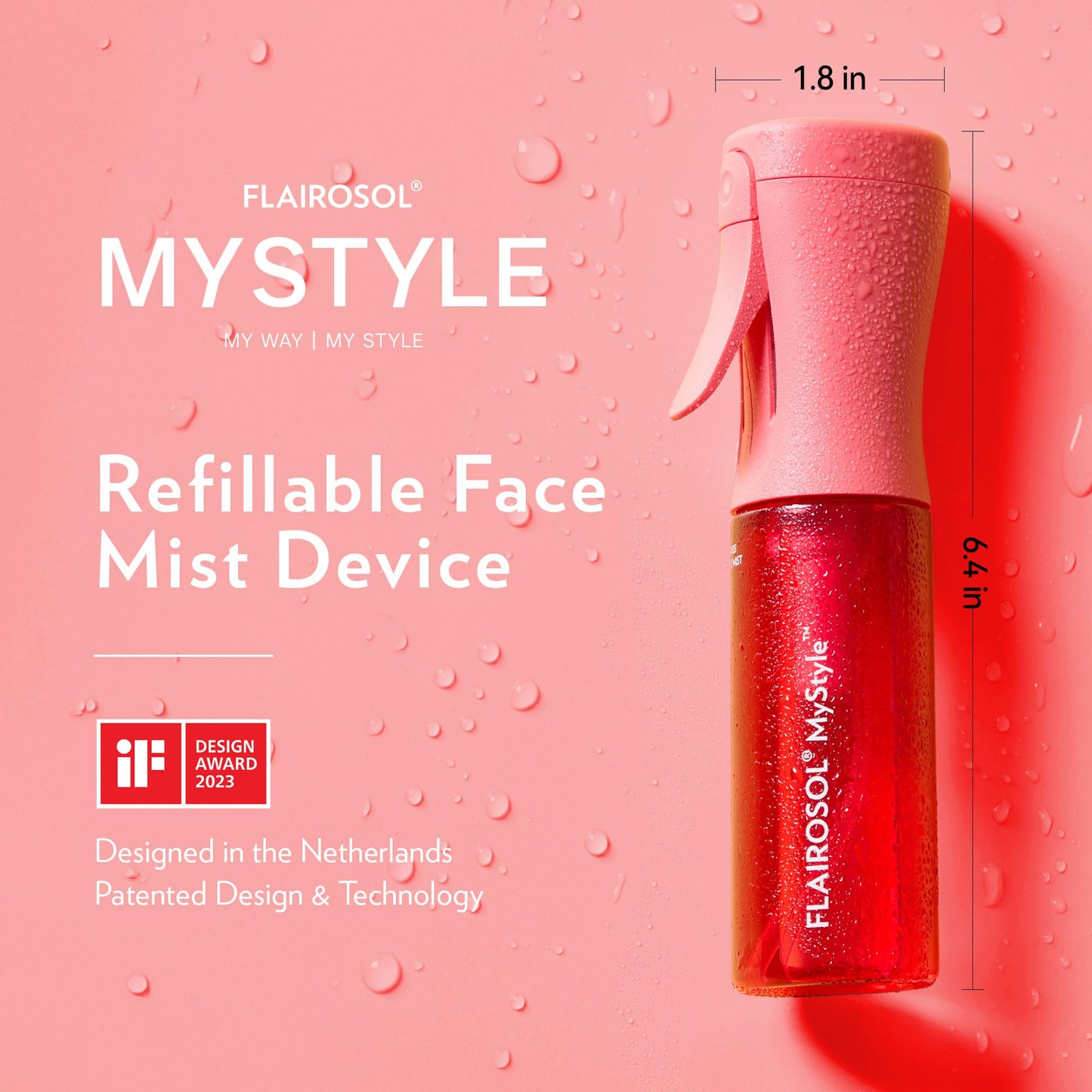 FLAIROSOL MyStyle, Spray Bottle for Hair - Small Travel Spray Bottle, Ultra Fine Continuous Water Mist for Face, Hairstyling, Salon, Cleaning, Beauty Beauty and Personal Care FLAIROSOL