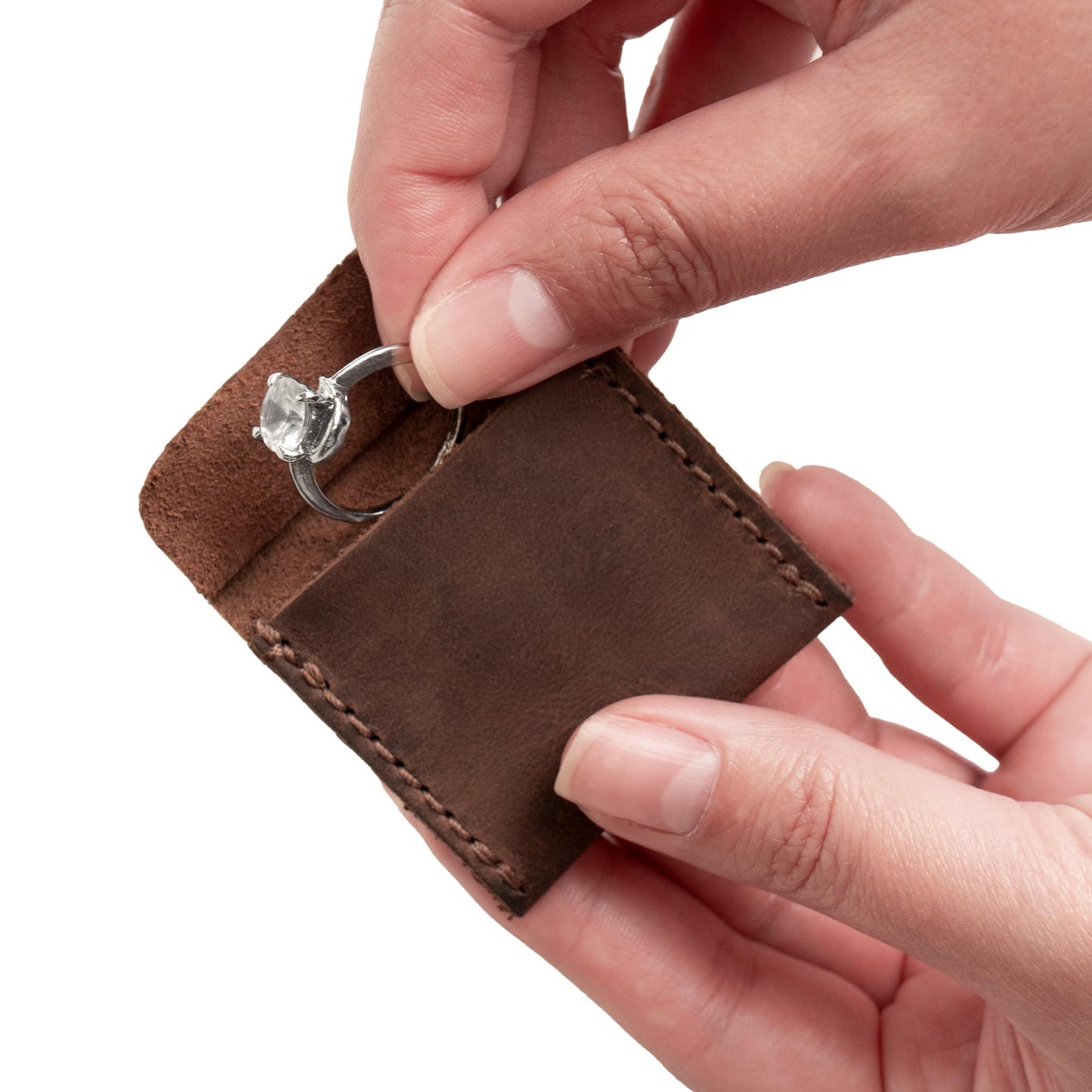Hide & Drink Full Grain Leather Wedding Ring Box, Engagement Rings Case, Pouch Organizer for Jewelry, Travel, Mens Holder, Small Bearer, Mini Display…