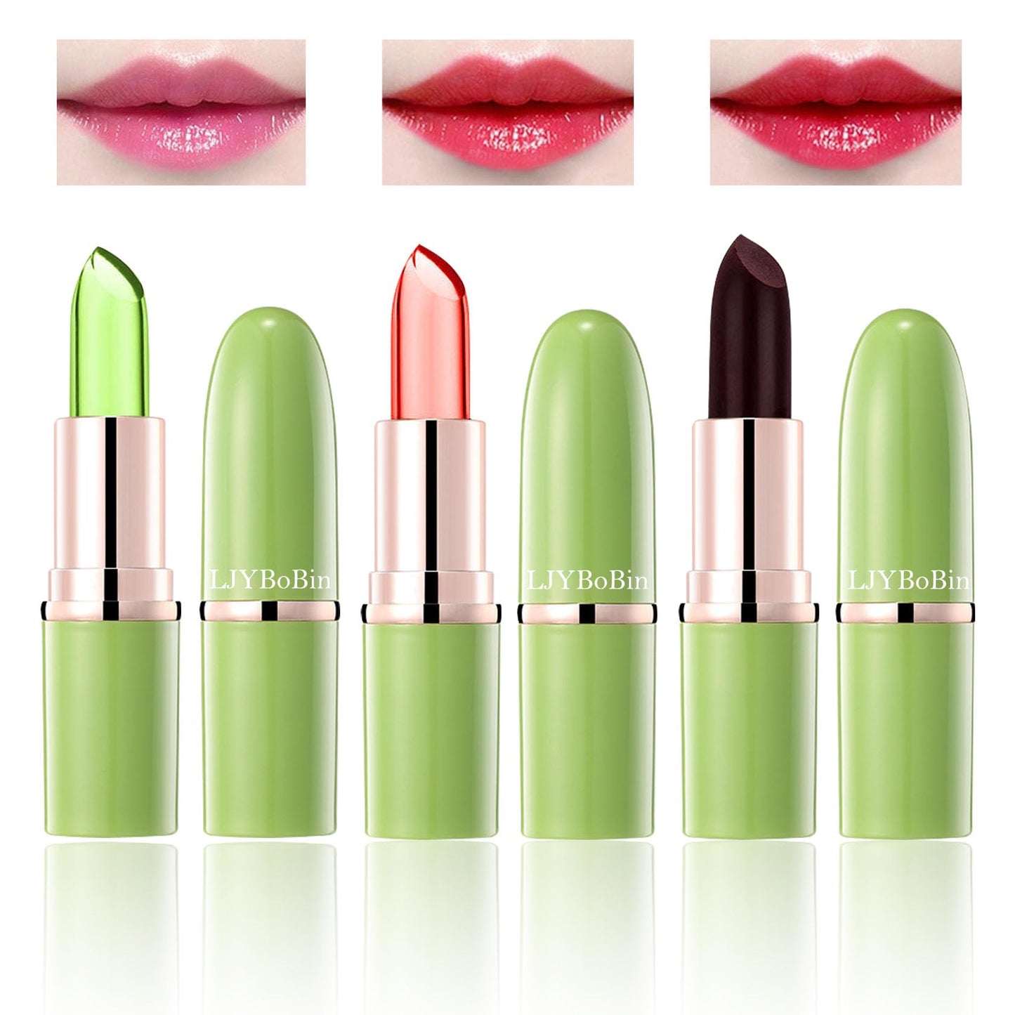3PCS Aloe Vera Color Changing Lipstick Set,Magic Jelly Lipstick Long Lasting Highly Pigmented Color Change Lip Gloss,Waterproof Lips Moisturizer