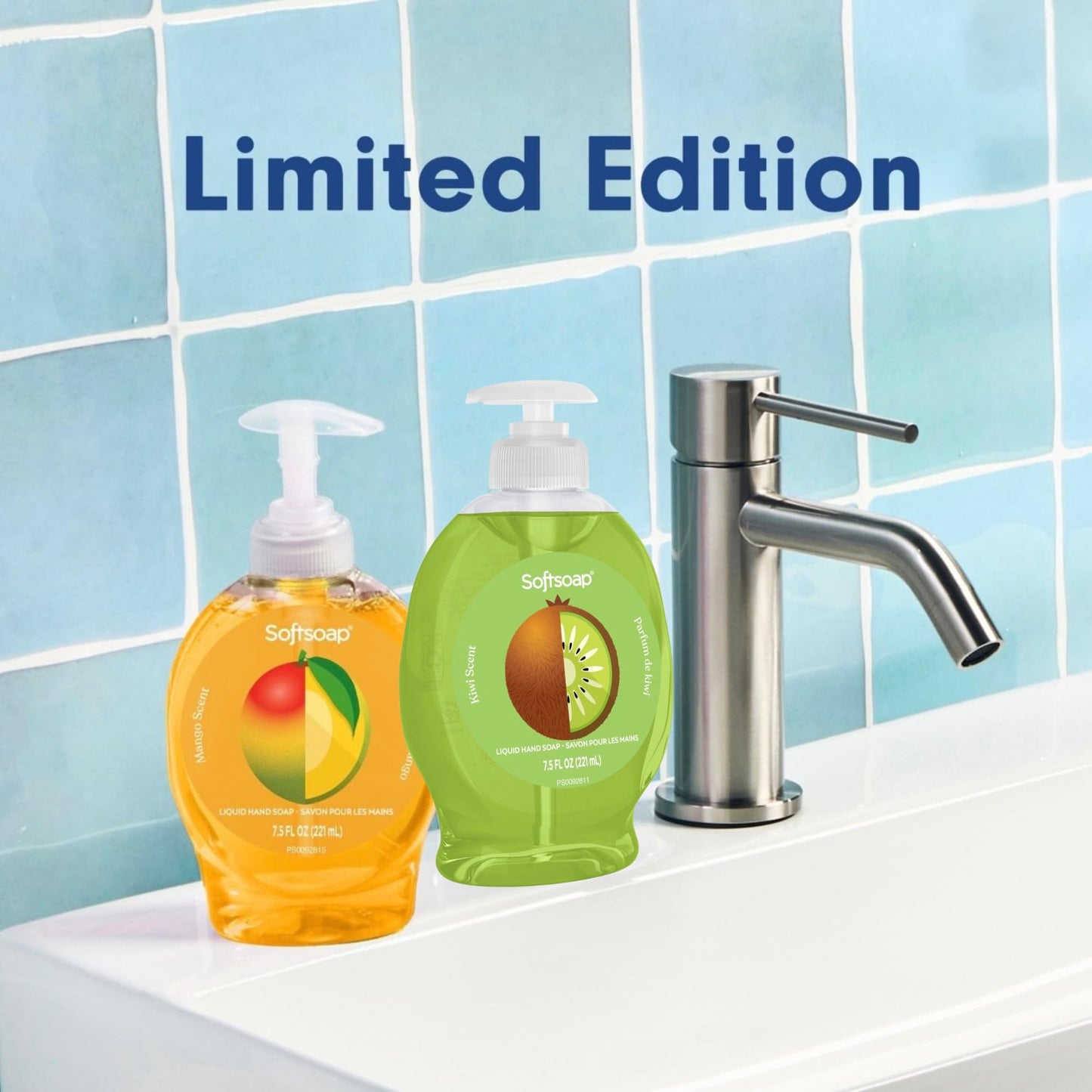 Softsoap Liquid Hand Soap with Pump, Limited Edition Summer Scents, Mango & Kiwi, 7.5 Fl Oz, 6 Pack