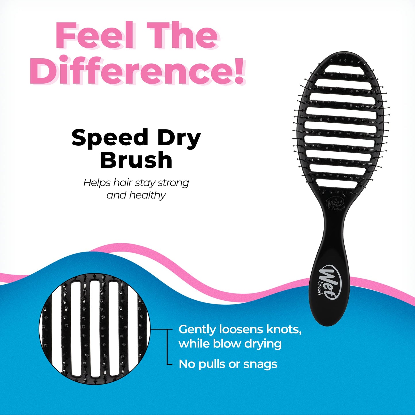 Wet Brush Speed Dry Hair Brush, Gravel (Terrain Textures) - Vented Design and Ultra Soft HeatFlex Bristles Are Blow Dry Safe With Ergonomic Handle