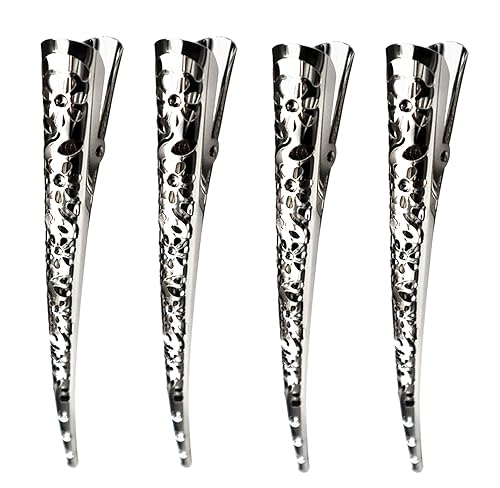 4 Pack Strong Hollow Bite force Alligator Metal Hair Clips 5.3" Large Duckbill Clips Hair Barrettes with Teeth Hair Pins Hair Slide Stylish for Women