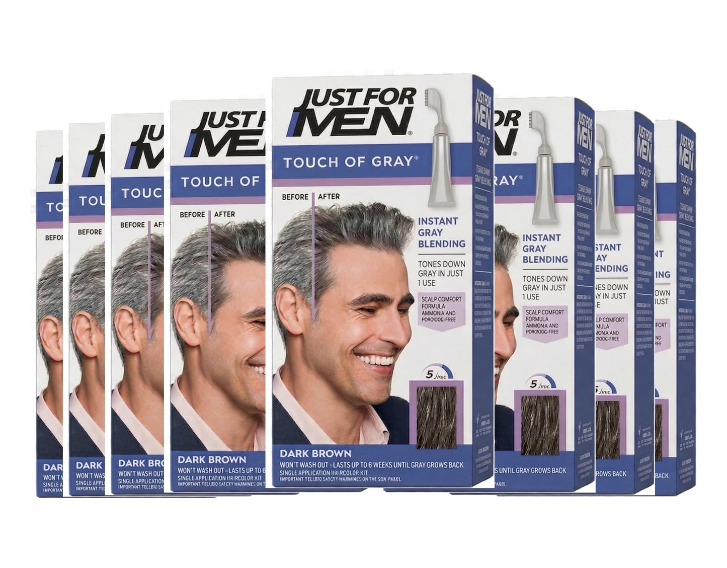 JUST FOR MEN Touch of Gray Hair Treatment T-45 Dark Brown, 1 Each (Pack of 8)