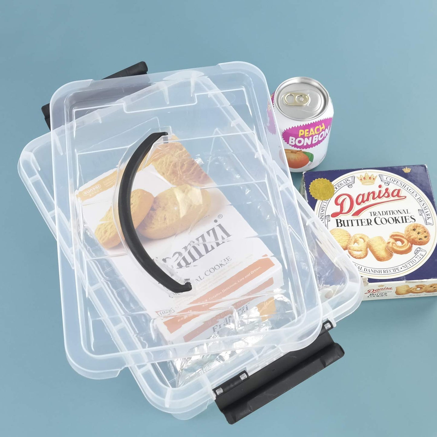 CadineUS 6-pack Clear Storage Boxes, Latching Storage Bins with Lids, 11.02'' x 7.71'' x 5.7''