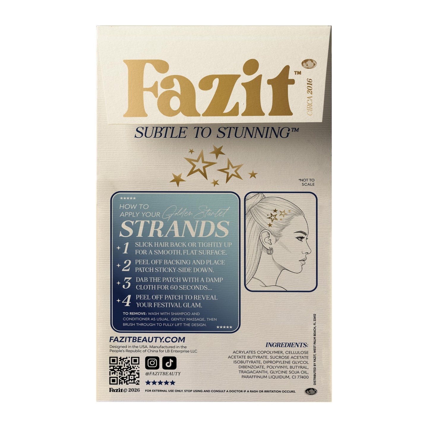 Fazit Makeup Patches - Golden Starlet - Glow Up Make-Up Patches - Cute Glitter Makeup Accessories For Women - Cosmetic Hair Glitter