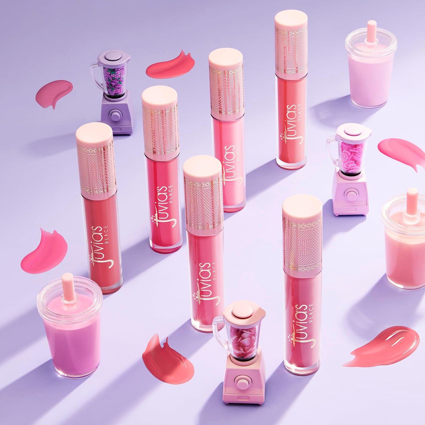 Juvia's Place Smoothie Lip Gloss Tutti Fruitty - Hydrating Cream Lipgloss with Pink & Mauve Tones - Non Sticky Plumping Glosses - High Shine Lipgloss