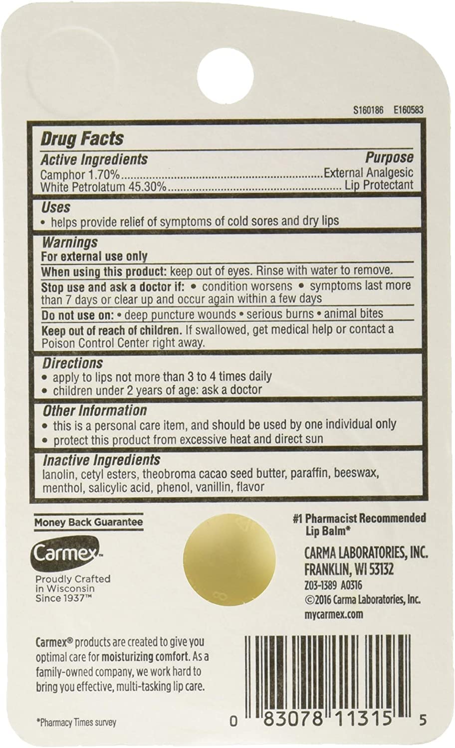 Carmex Classic Lip Balm Medicated 0.25 oz (Pack of 2) Beauty and Personal Care Carmex