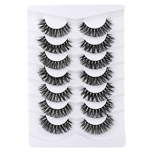 Mebver Russian Strip Lashes False Eyelashes Cat Eye Lashes Faux Mink Lashes Natural Look Fake Eyelashes Fluffy Wispy Lashes That Look Like Extensions