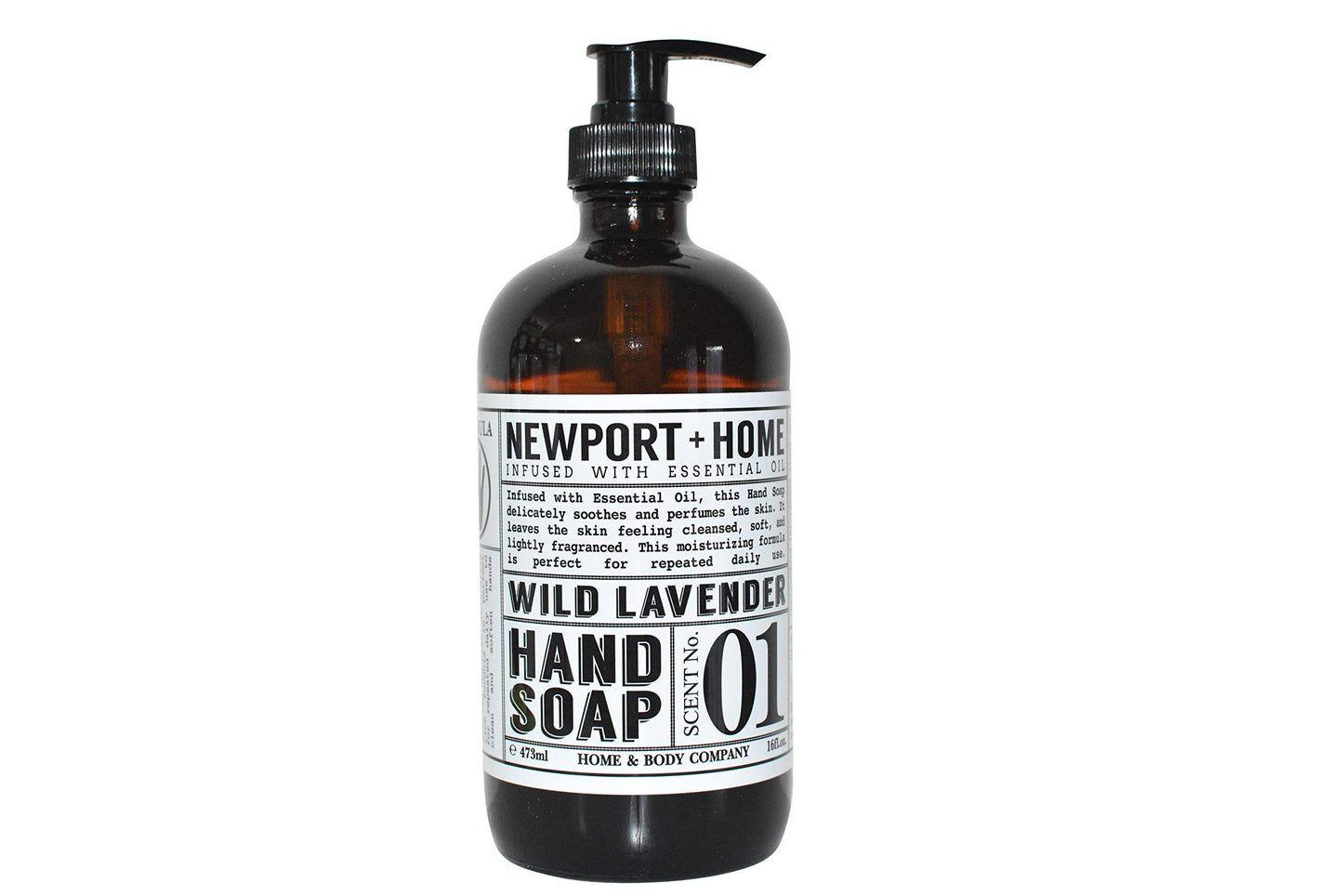 PDTXCLS Birsppy CHDENUO Sudopo Newport Home and Body Co Hand Soap, Wild Lavender, 2 Glass Bottles 16 fl oz Each