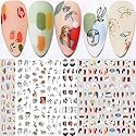 Graffiti Fun Nail Art Stickers, Abstract Nail Decals 3D Self-Adhesive Abstract Lady Face Rose Leaf Nail Design Manicure Tips Nail Decoration for Women