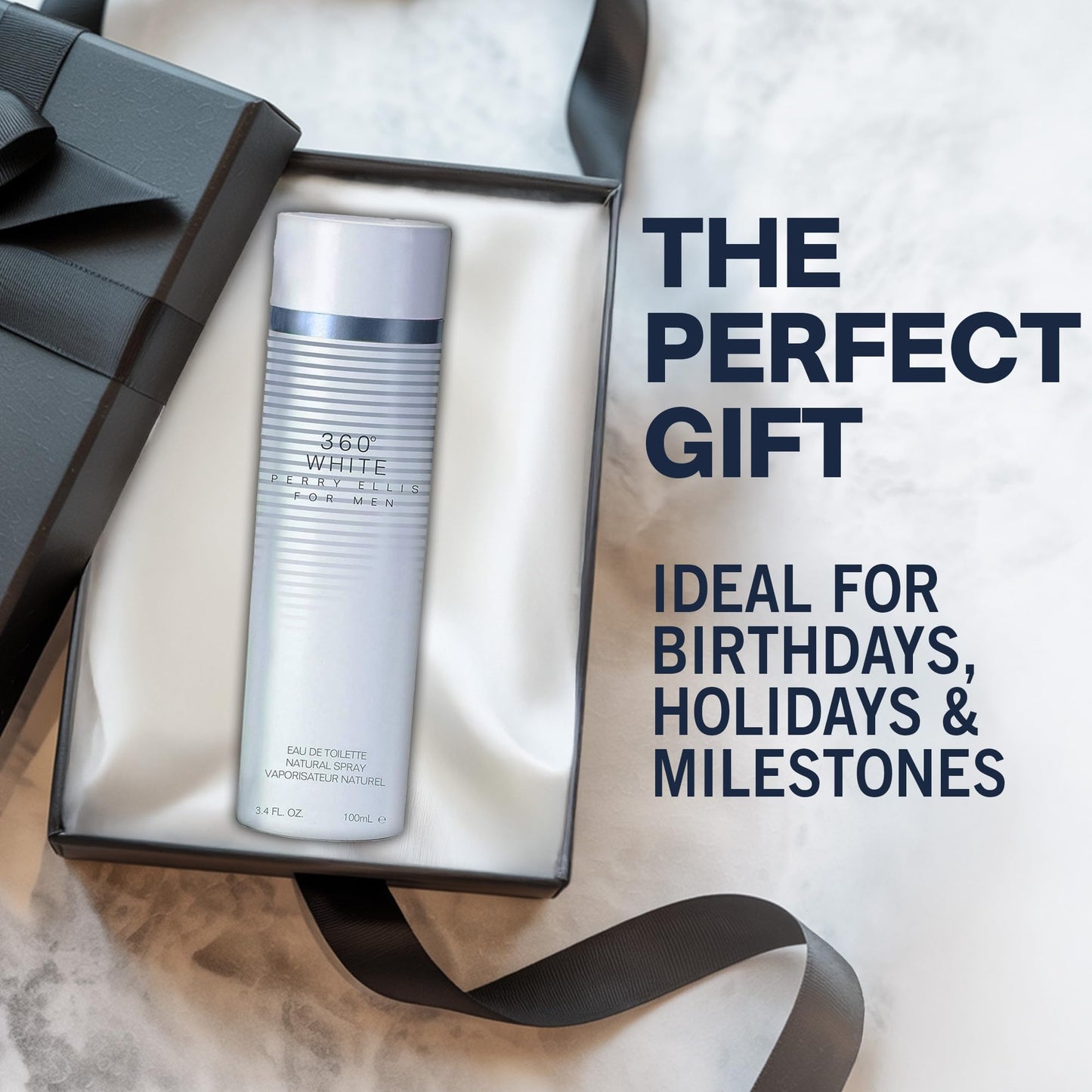 Perry Ellis 360° White Eau De Toilette Spray for Men - Mens Cologne, Long Lasting Perfume, EDT, Fragrance with Notes of Cedar Wood, Cardamom & Vanilla