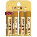 Burt's Bees Lip Balm - Honey, Lip Moisturizer With Responsibly Sourced Beeswax, Tint-Free, Natural Origin Conditioning Lip Treatment, 4 Tubes, 0.15