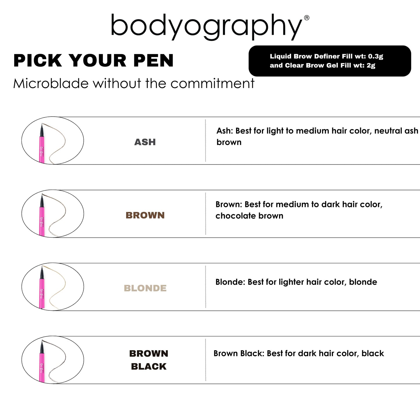 Bodyography Epic Brow Clear Brow Gel + Liquid Brow Definer | 2-in-1 Long-Wear Brow Shaper & Micro-Fine Pen | Hair-Like Strokes, Precise Definition…