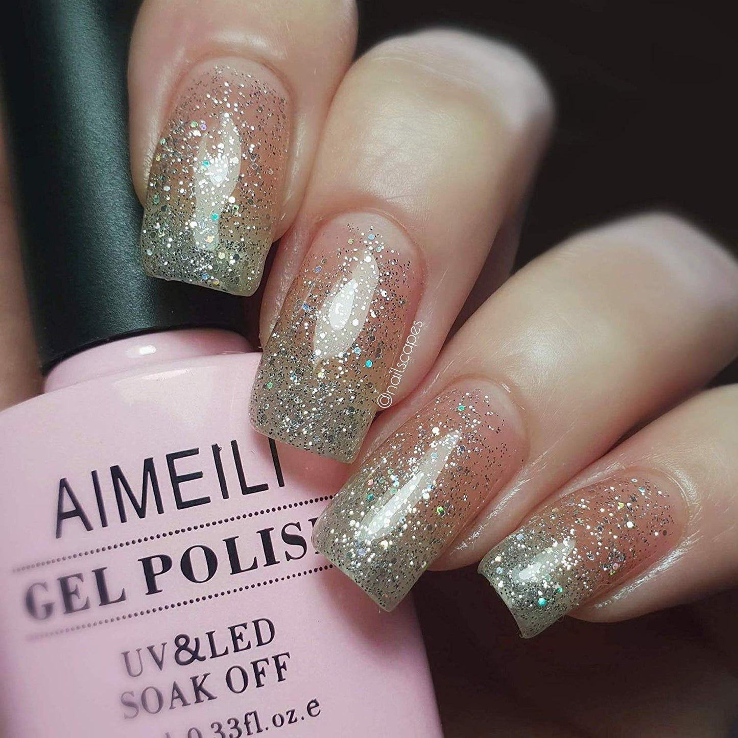 AIMEILI Soak Off U V LED Glitter Gel Nail Polish - Silver Glitter Explosion (023) 10ml
