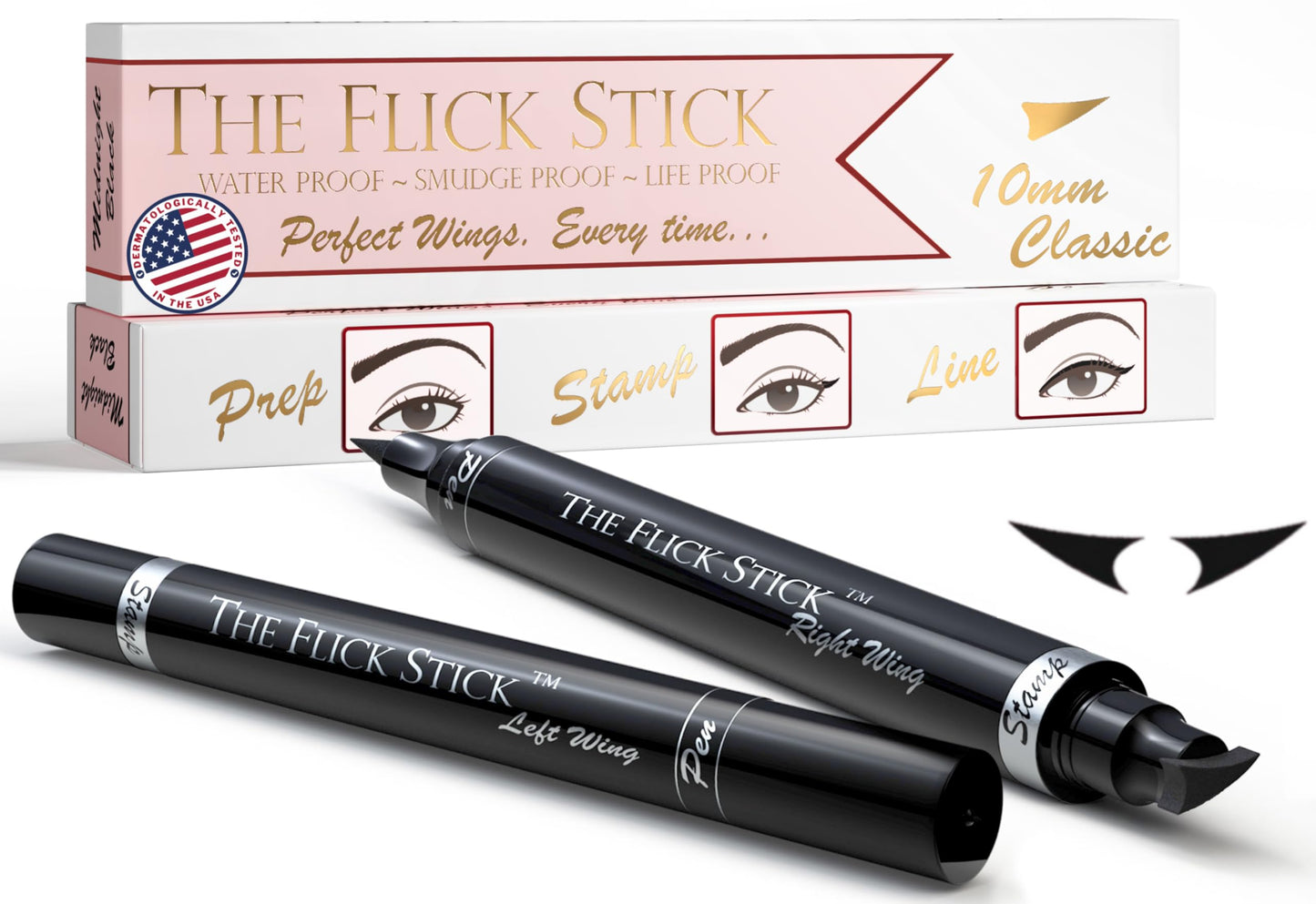 The Flick Stick Winged Eyeliner Stamp For Quick and Easy Cat Eye Makeup, SmudgeProof & Waterpoof Eye Liner Cat Eye Stencil Makeup Tool, Wingliner