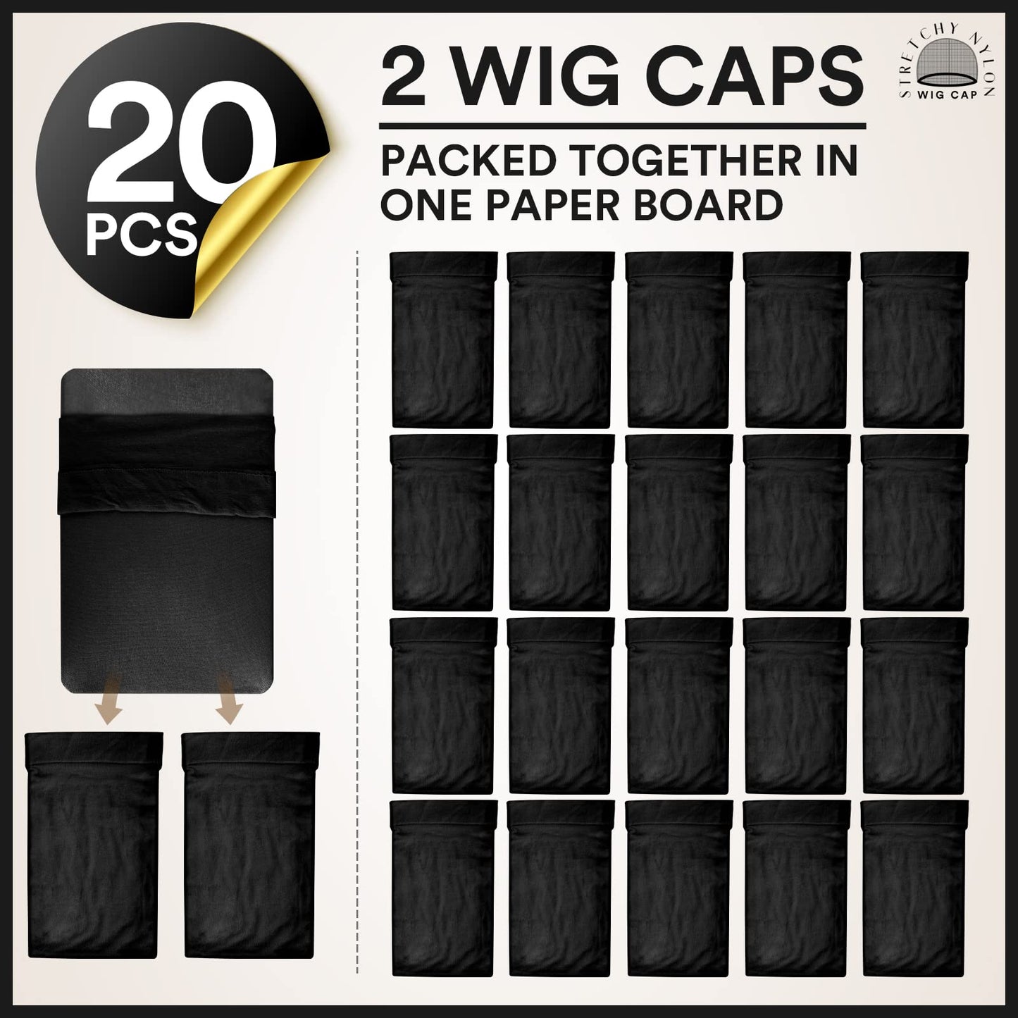 Teenitor Wig Cap,Black Wig Cap 20 Pieces Wig Caps, Black Stocking Caps for Men, Stretchy Nylon Wig Stocking Caps for Women Wave Cap for Men Beauty and Personal Care Teenitor