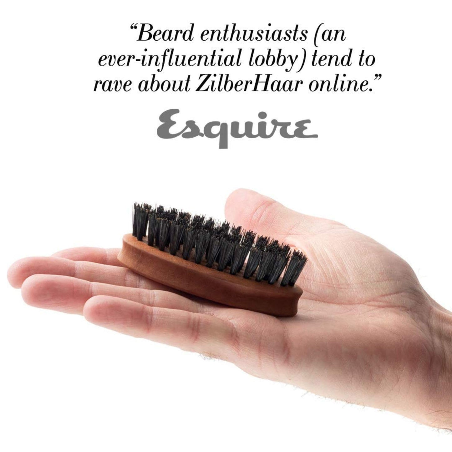 ZilberHaar Pocket Mustache and Beard Brush - Stiff Boar Bristles Small Brush - Perfect Beard Grooming Tool - Relieves beard itch - Short and Medium