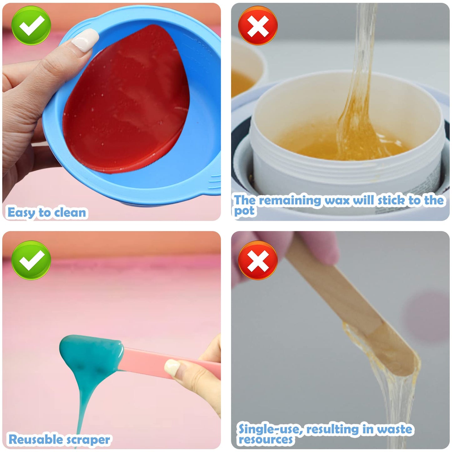 3Pcs Non-Stick Silicone Wax Melt Liners with Wax Sticks, Reusable Bowl for Wax Warmer and Hair Removal, 14Oz Beauty and Personal Care HINGTAI
