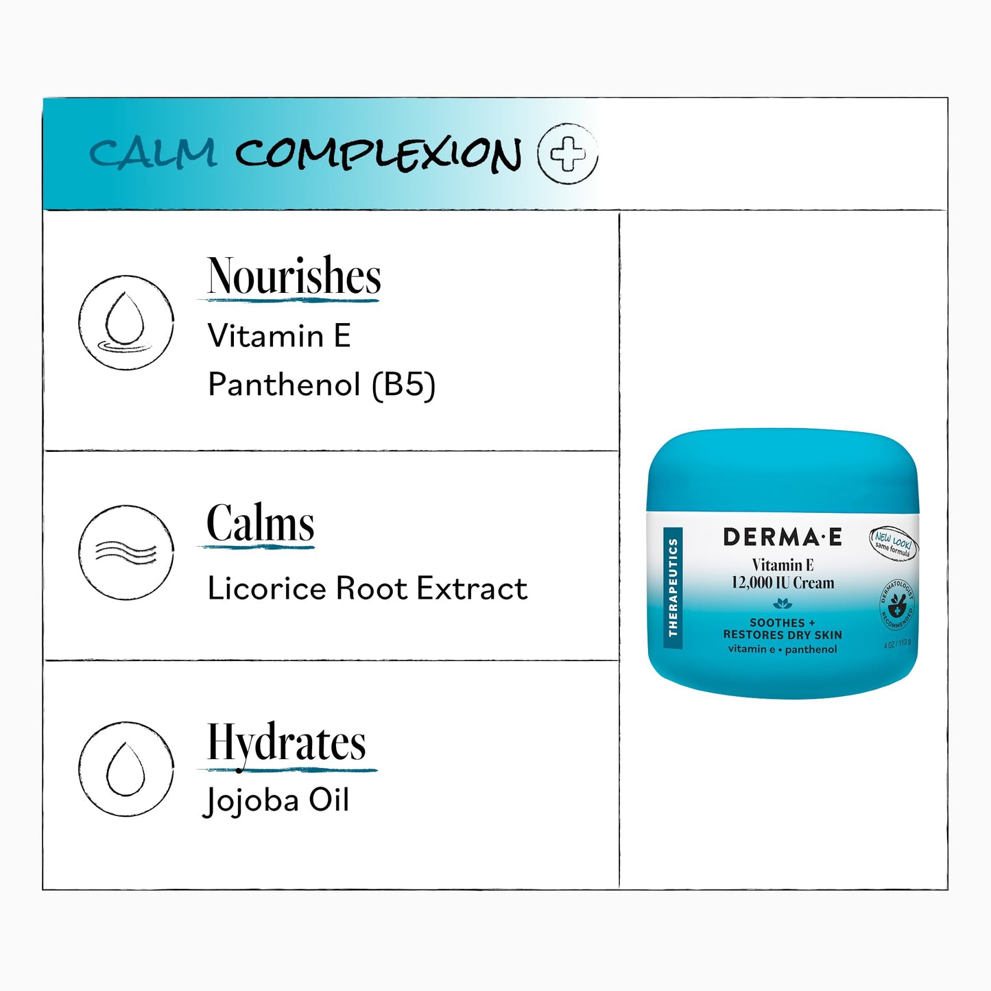 Derma E Vitamin E 12,000 IU Cream - Moisturizer for Face and Body - Multi-purpose Face Cream, Hand Cream and Body Lotion Soothes and Protects, 4 oz