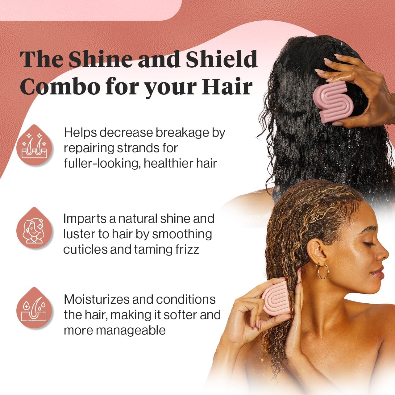 Kitsch Castor Oil Shampoo and Conditioner Set - Organic Castor Oil Hair Care for Dull & Dry Hair - Nourishing Bar Soap for Hair Growth - Free