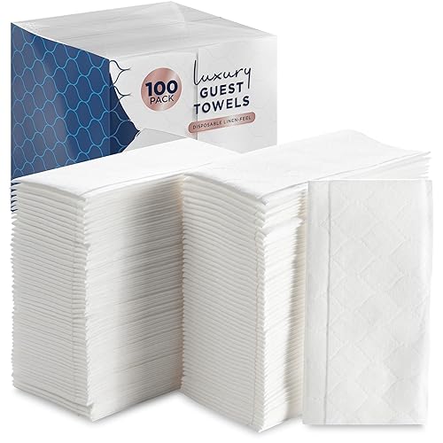 100 Count White Luxury Linen-Feel Paper Towels, Soft And Absorbent Cloth-Like Disposable Napkins For Bathroom, Kitchen, Weddings, Parties, Dinners Or…