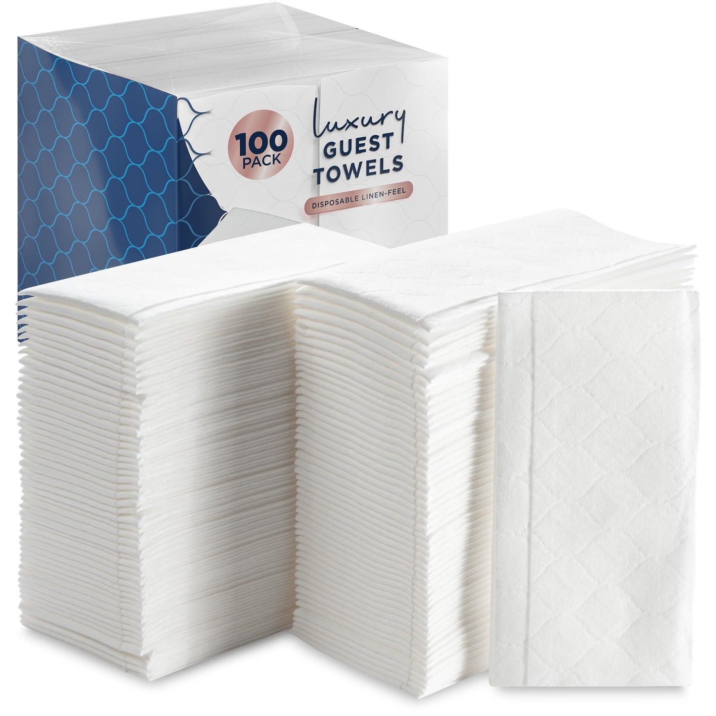 100 Count White Luxury Linen-Feel Paper Towels, Soft And Absorbent Cloth-Like Disposable Napkins For Bathroom, Kitchen, Weddings, Parties, Dinners Or…