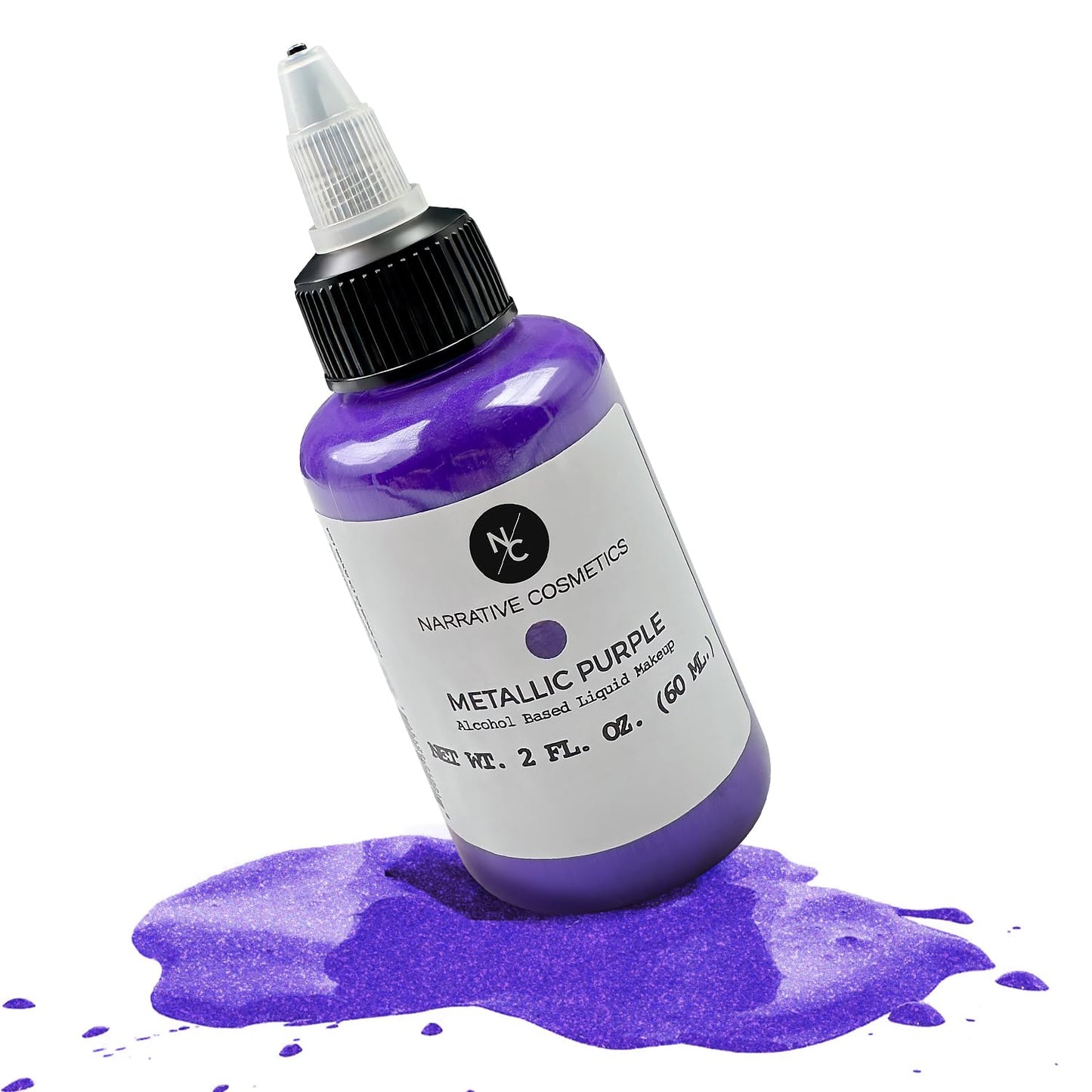 Narrative Cosmetics Metallic Alcohol Airbrush Paints - 2 fl oz, Skin Safe, Quick Dry, Waterproof, Sweatproof, Transferproof Liquid Makeup