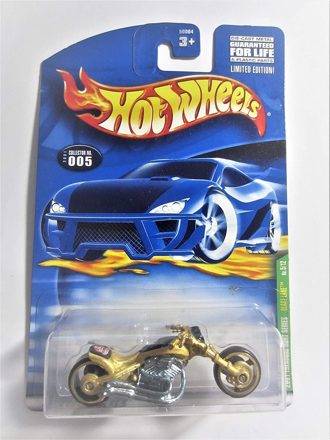 Mattel Hot Wheels 2001 Treasure Hunt 1:64 Scale Gold Blast Lane 5/12 Die Cast Motorcycle #005