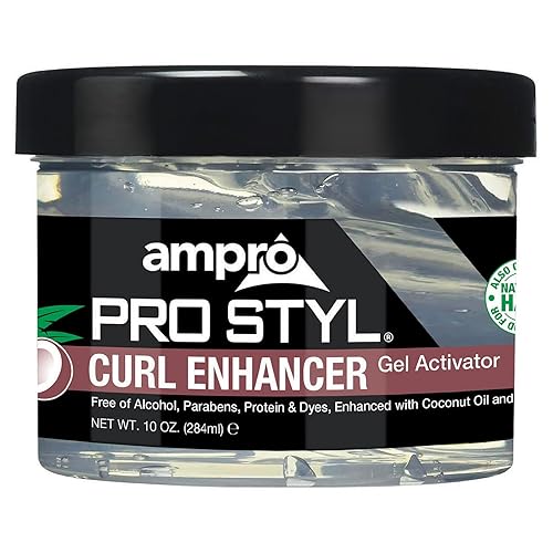 AmPro Pro Styl Curl Enhancer - Gel Activator with Coconut Oil to Moisturize and Define Coils and Waves - Helps Protect and Hydrate Hair Shaft - Tames
