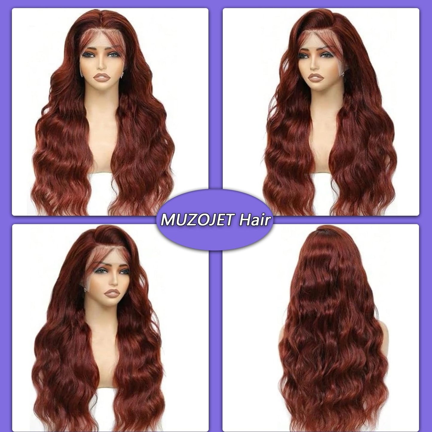 MUZOJET Reddish Brown 13x6 Lace Front Wigs Human Hair #33 Colored HD Transparent Lace Front Wig Human Hair Pre Plucked with Baby Hair for Black Women Beauty and Personal Care MUZOJET