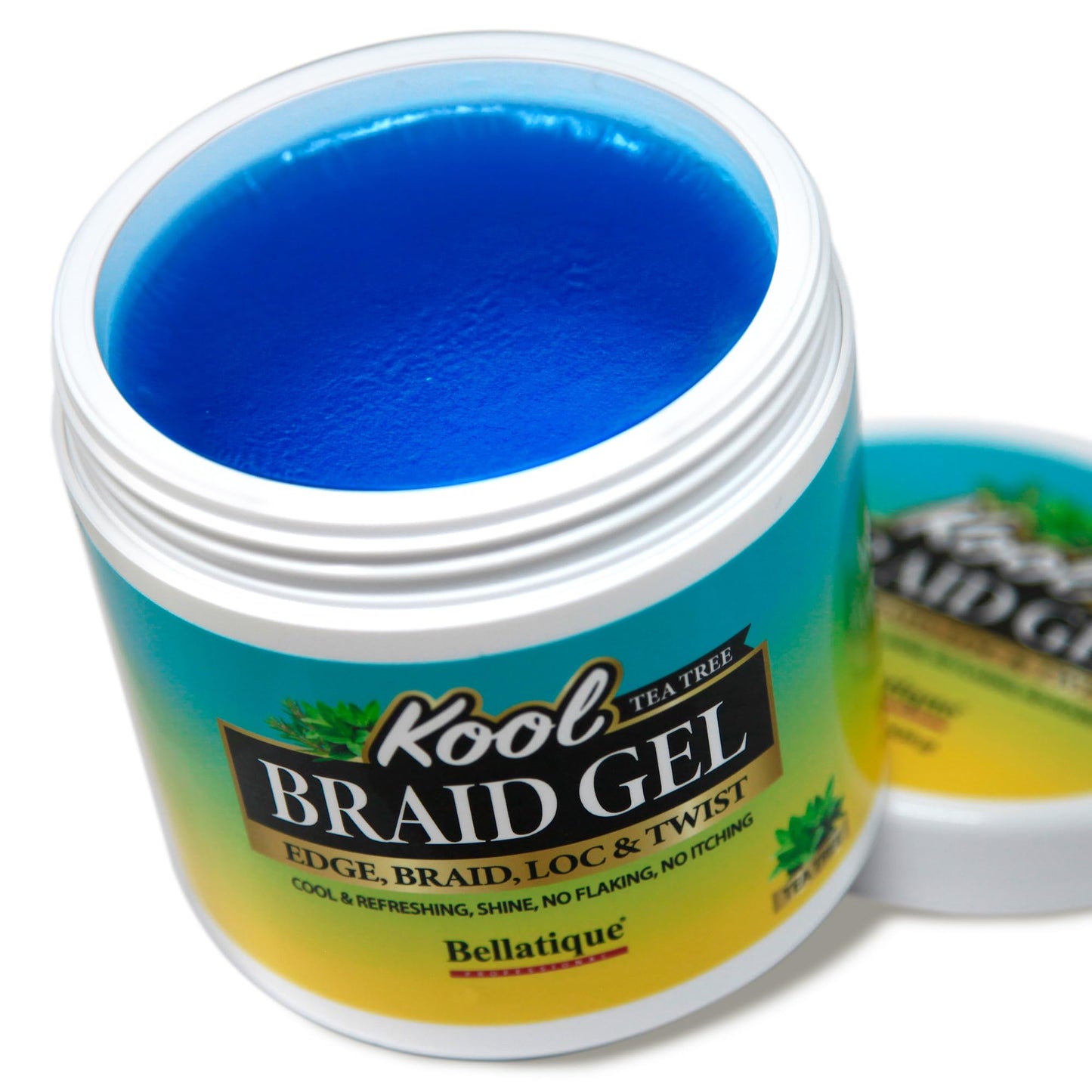 BELLATIQUE KOOL Braiding Gel Maximum Hold for LOC & Twist - No Flaking, No Whitening, Fast Drying, High Shine, Cool & Refreshing, Long Lasting Hold