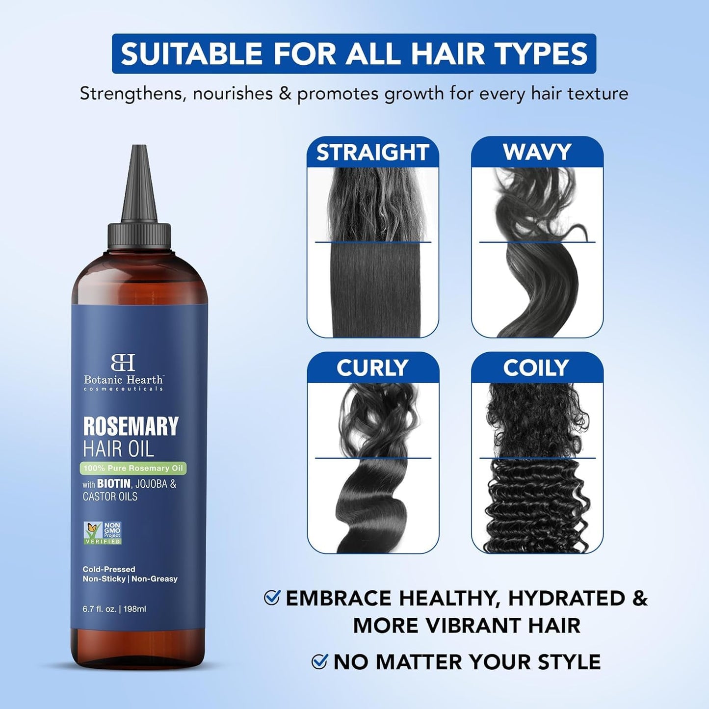 Botanic Hearth Hair Oil for Hair Growth | Rosemary Oil for Hair Growth with Biotin, Castor & Jojoba | Hair Relaxers & Dry Scalp Treatment | Color Safe Beauty and Personal Care Botanic Hearth