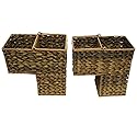 Trademark Innovations 14.5" Plastic Wicker Storage Stair Basket Set With Handles (Set of 2, Brown)