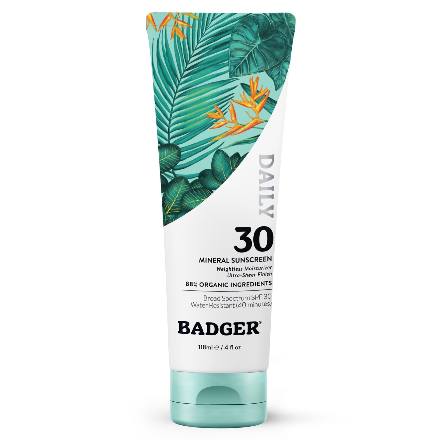 Badger Mineral Daily Sunscreen with Zinc Oxide, SPF 30, Lightweight & Easy to Apply w/No White Cast, Moisturizing Organic Sunscreen, Reef Safe, Vegan Beauty and Personal Care Badger Default Title