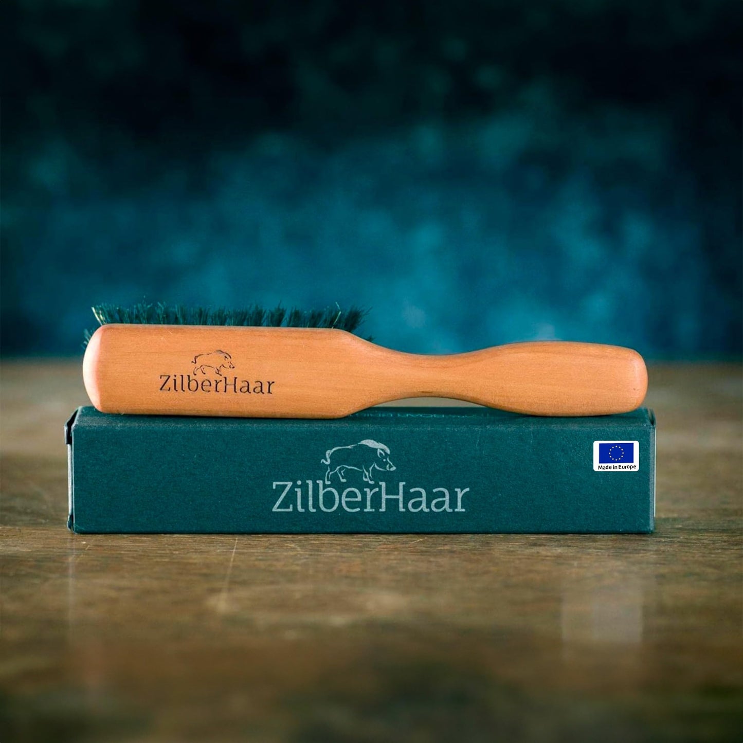 Beard Brush by ZilberHaar - Stiff Boar Bristles for Men's Grooming - Straightens and Promotes Growth - Works with Beard Oil and Balm - For Beard Kits