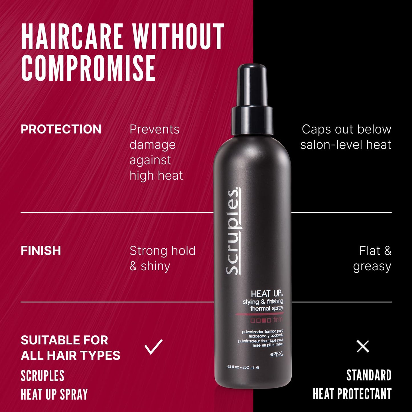 Scruples Heat Up Styling Spray - Hair Heat Protectant with Control, Hold and Texture - Lightweight, Water Soluble Formula (8.5 oz)