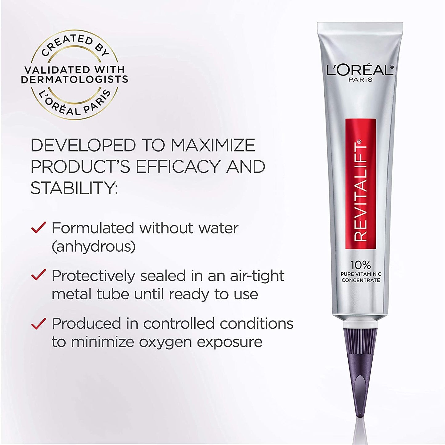 L'Oreal Paris Revitalift 10% Pure Vitamin C Face Serum for Brighter Skin & Reduced Wrinkles, Fragrance Free, 1 0z.