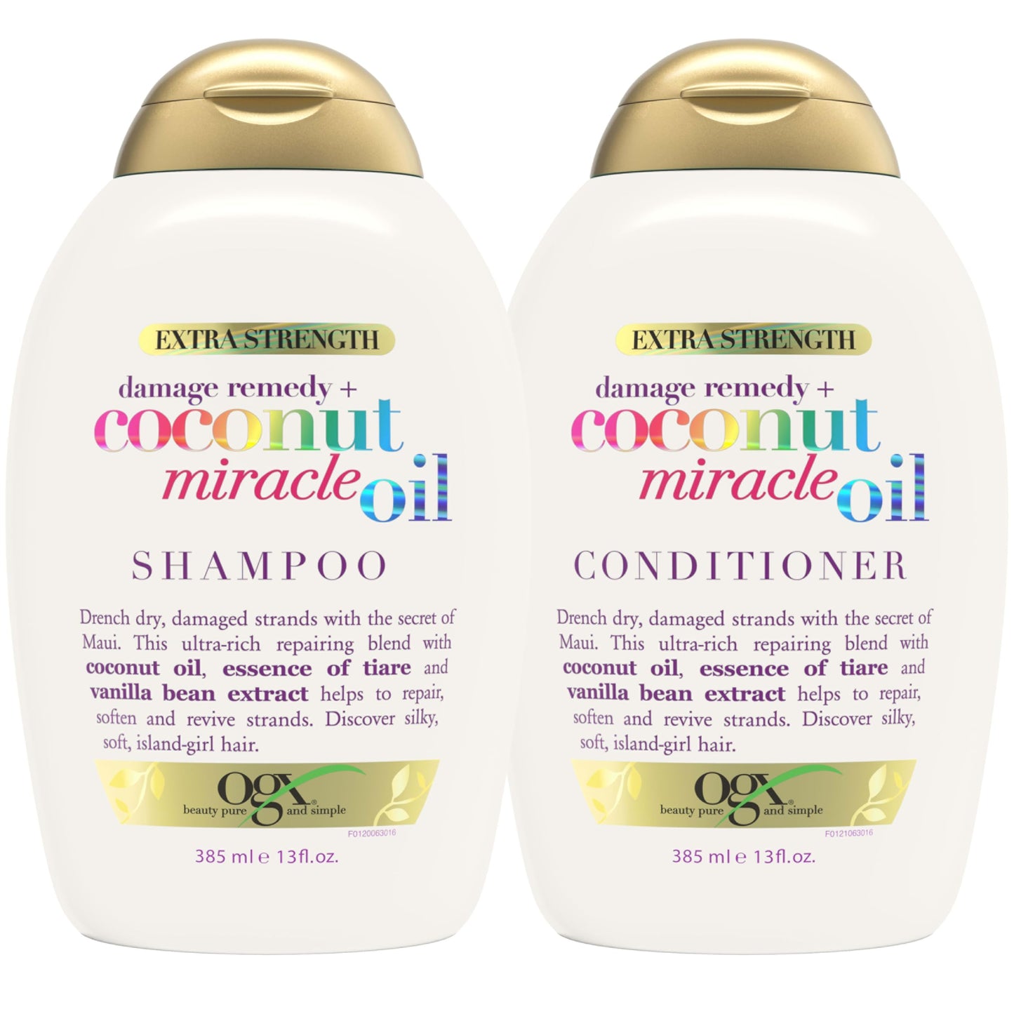 OGX Extra Strength Damage Remedy + Coconut Miracle Oil Shampoo & Conditioner for Dry, Frizzy or Coarse Hair, Hydrating & Flyaway Taming Conditioner