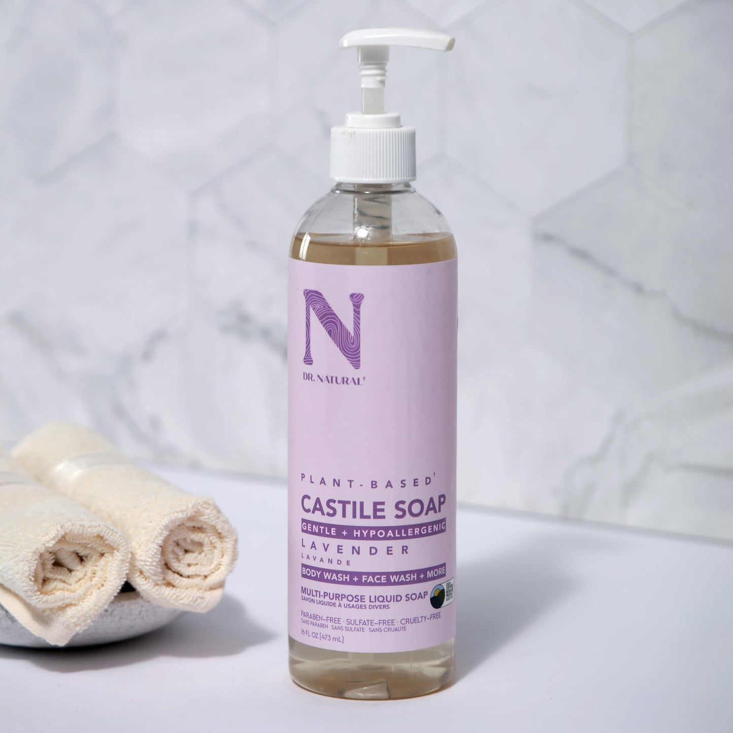 Dr. Natural Castile Liquid Soap - Multi-Use Body Wash, Shampoo and Face Wash - Hydrating Body Soap for Skin, Hair, Pets and Home - Lavender - 16 oz Beauty & Personal Care Dr. Natural