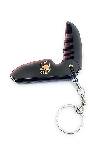 GENTS Folding Pocket Comb for Men - Travel Beard Mustache Hair Grooming Keychain Accessory Handmade