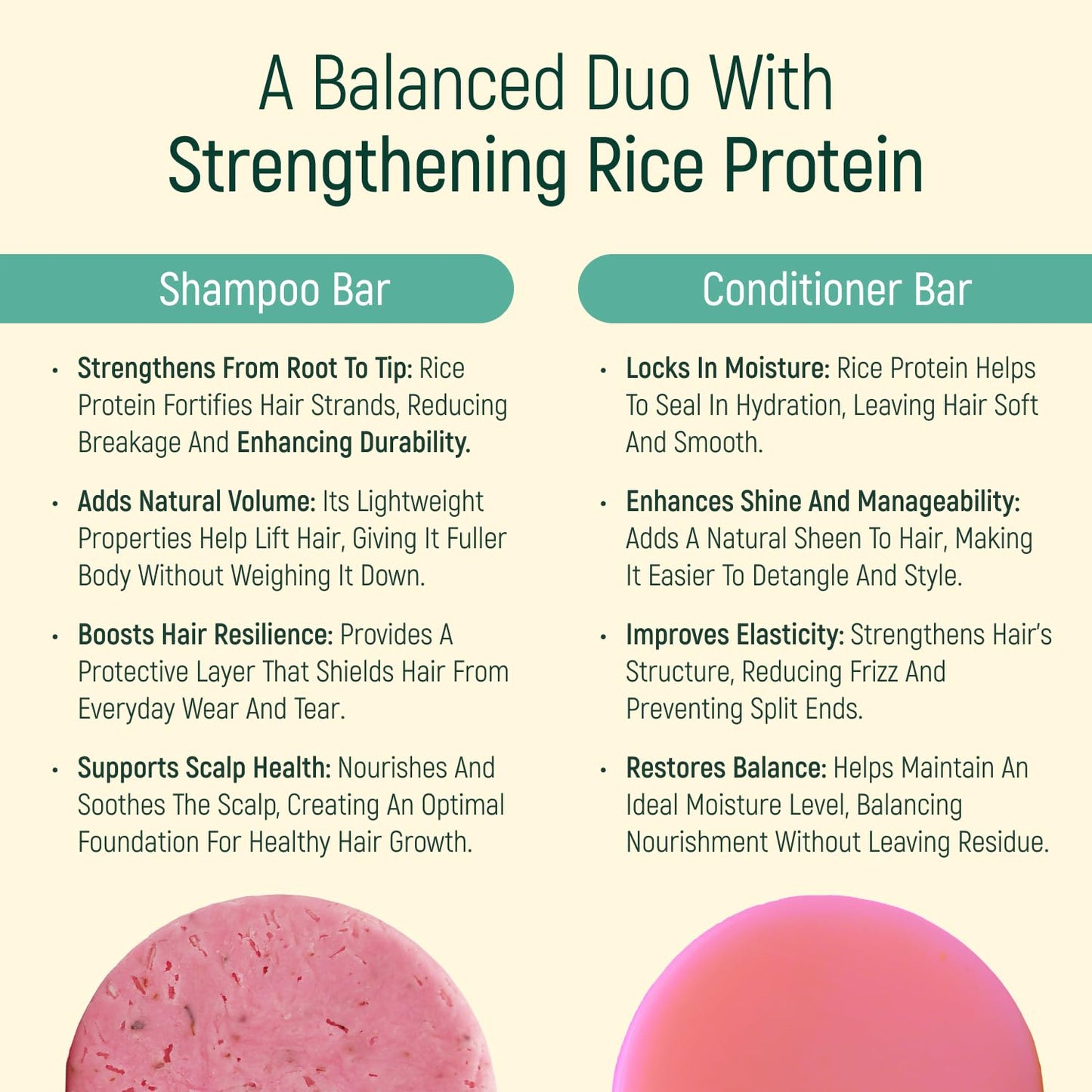 Solid Rice Protein Water Shampoo & Conditioner Hair Soap - Shampoo and Conditioner Bars For Hair With All Natural Plant Based Essential Oils And Zero