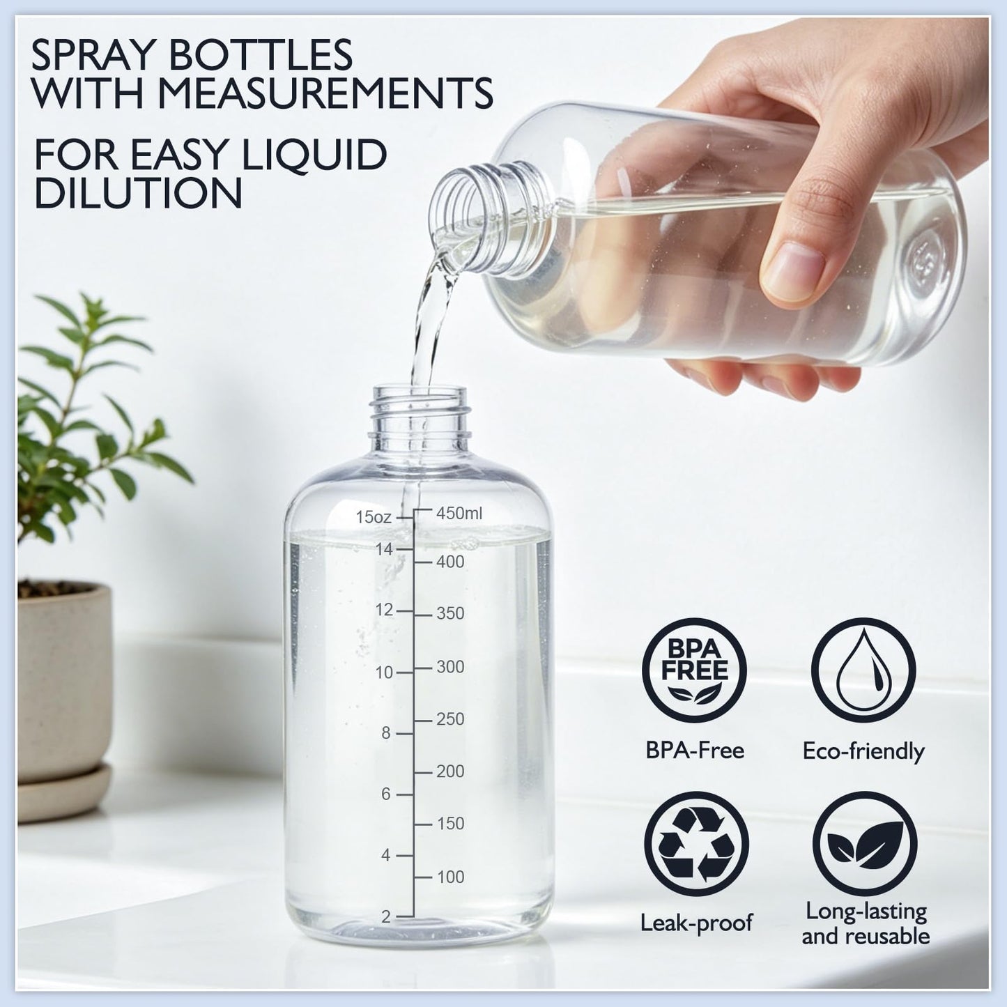360° Spray Bottles 2 Pack 10oz Plastic Water Sprayer Small Squirt Bottle Beauty and Personal Care Gungtien