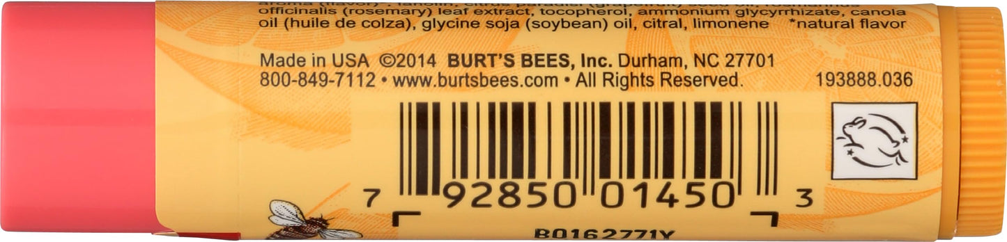 Burts Bees Pink Grapefruit Moisturizing Lip Balm Unisex Lip Balm 0.15 oz Beauty and Personal Care Burt's Bees