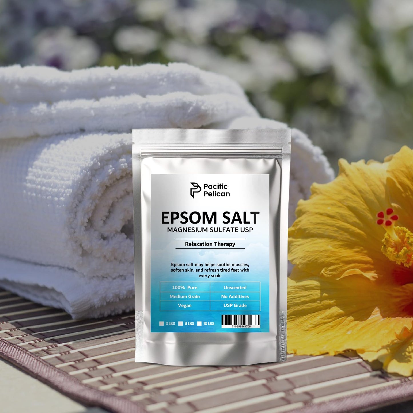 Pacific Pelican Epsom Salt for Bath & Foot Soaks - Stress Relief - Muscle Recovery - Skin Revitalization (3lb) Beauty and Personal Care Pacific Pelican
