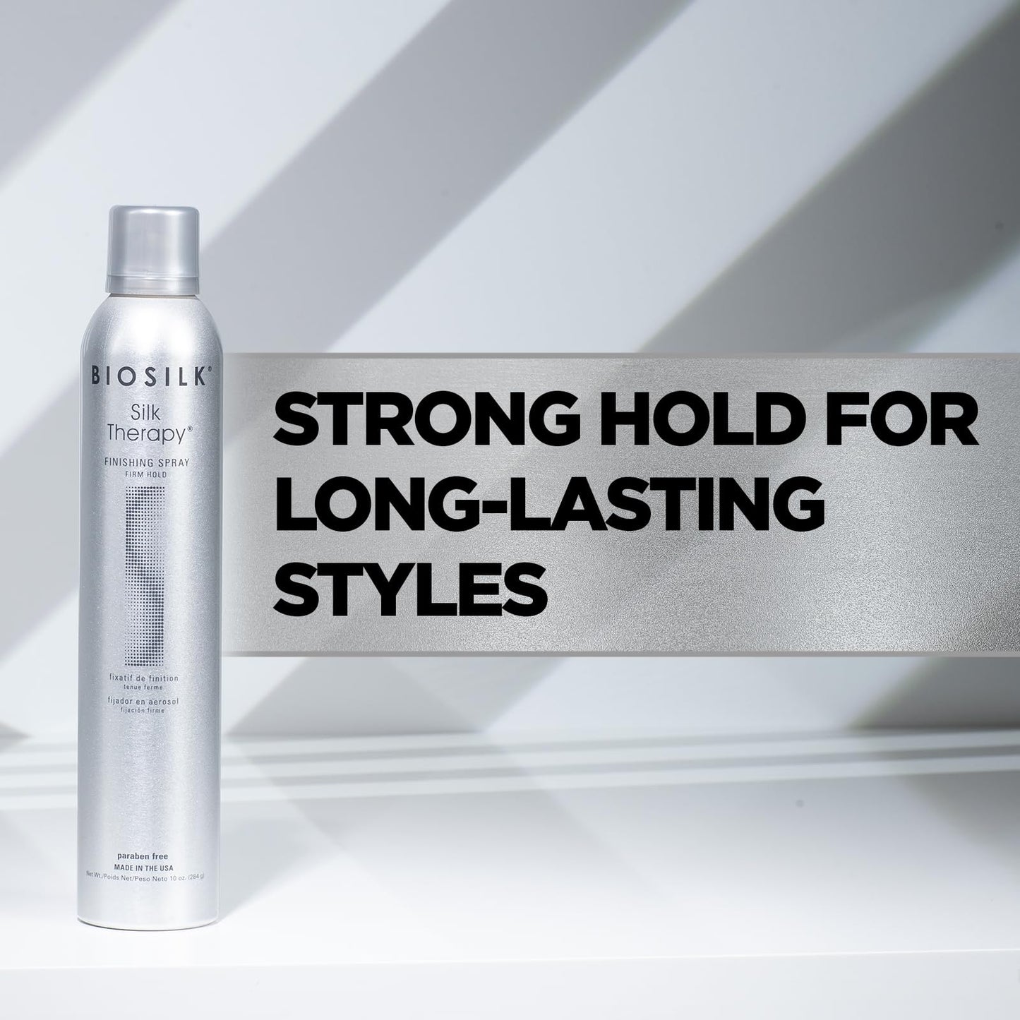 BioSilk Silk Therapy Finishing Spray Firm Hold, Strong-Hold Hairspray for Long-Lasting Styles, Adds Brilliant Shine & Keeps Hair Touchable