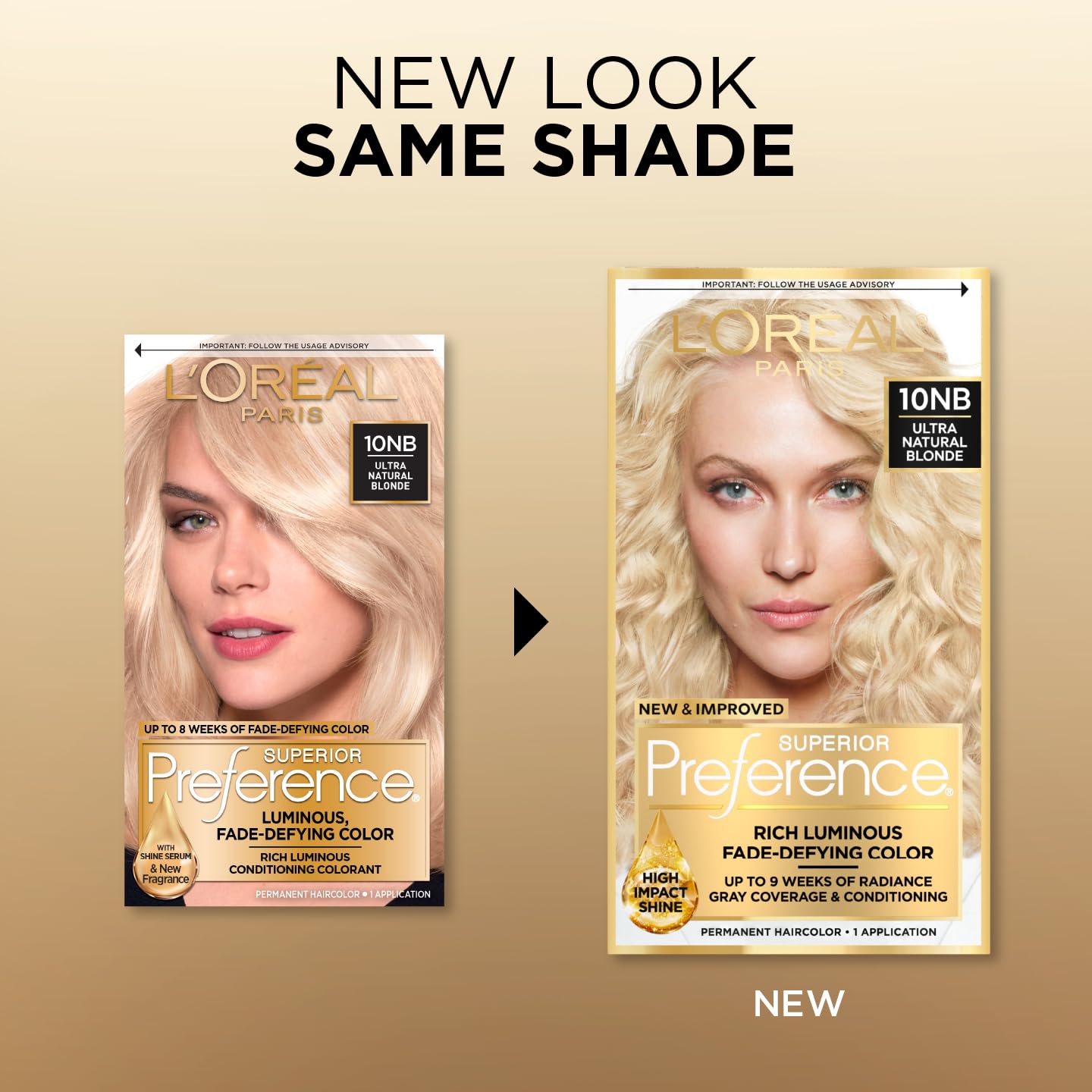 L'Oreal Paris Superior Preference Luminous Fade-Defying Permanent Hair Color, Hair Dye For Up to 9 Weeks of Radiance, Ultimate Natural Blonde 10NB, 1