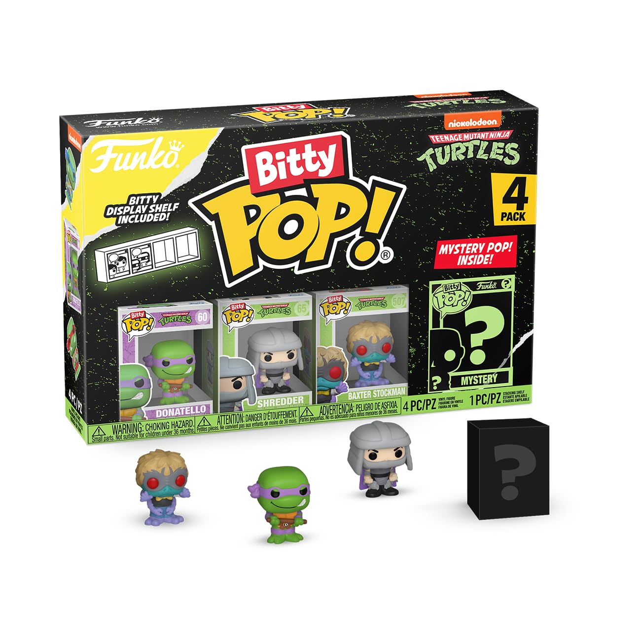 Funko Bitty Pop! Teenage Mutant Ninja Turtles (TMNT) - Donatello, Shredder, Baxter Stockman, & Surprise Mystery Figure - 0.9 Inch (2.2 Cm)…
