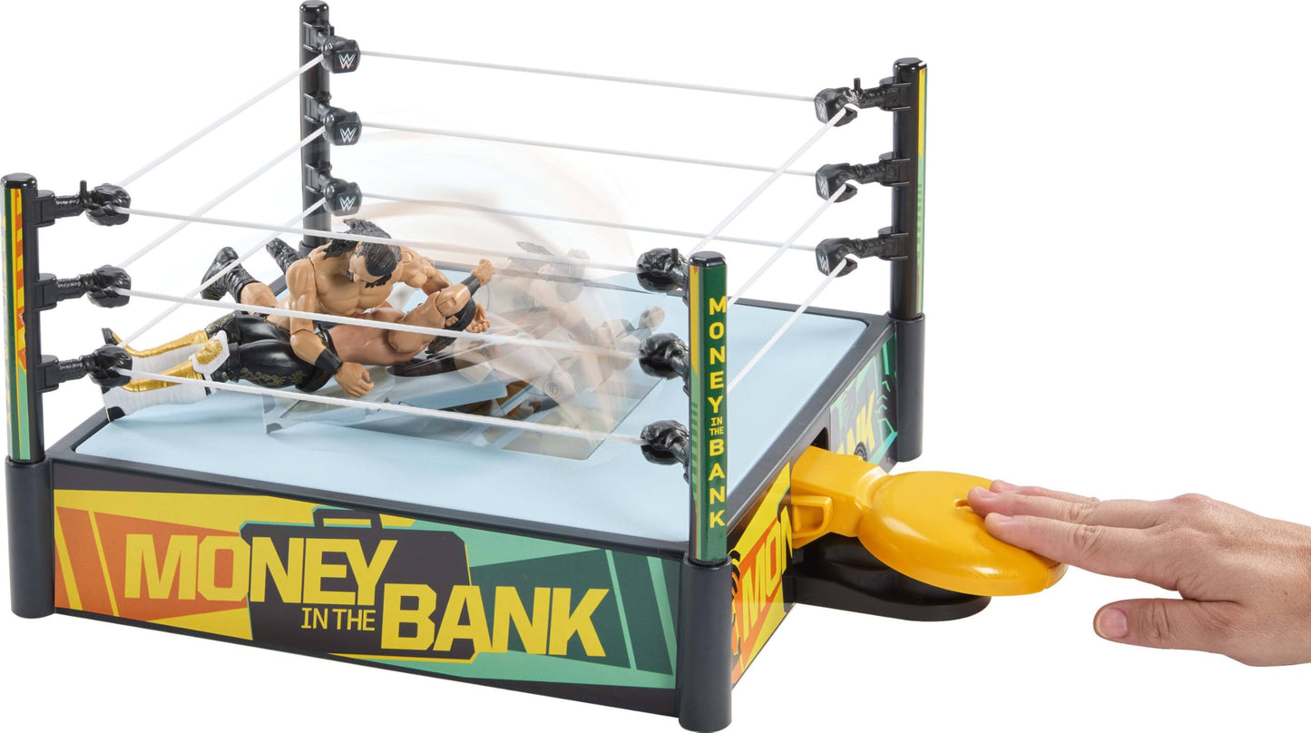 Mattel WWE Money in The Bank Cash-in Ring Playset – 2 Play Modes, 40+ Sounds & Phrases, Launcher, Crane, Ladders & Briefcase