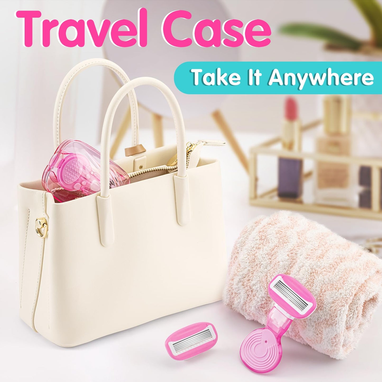 DreamGenius Travel Razors for Women, Travel Size Toiletries Include 1 Handle and 2 Cartridges, Extra Smooth 5-Blade Travel Essentials Razor with Case Beauty and Personal Care DreamGenius